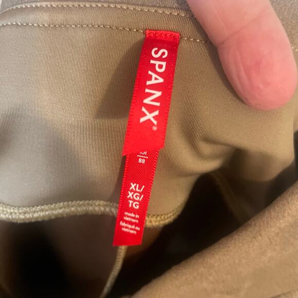 SPANX Faux Suede Rich Caramel High Waisted Leggings Size XL - Picture 4 of 13